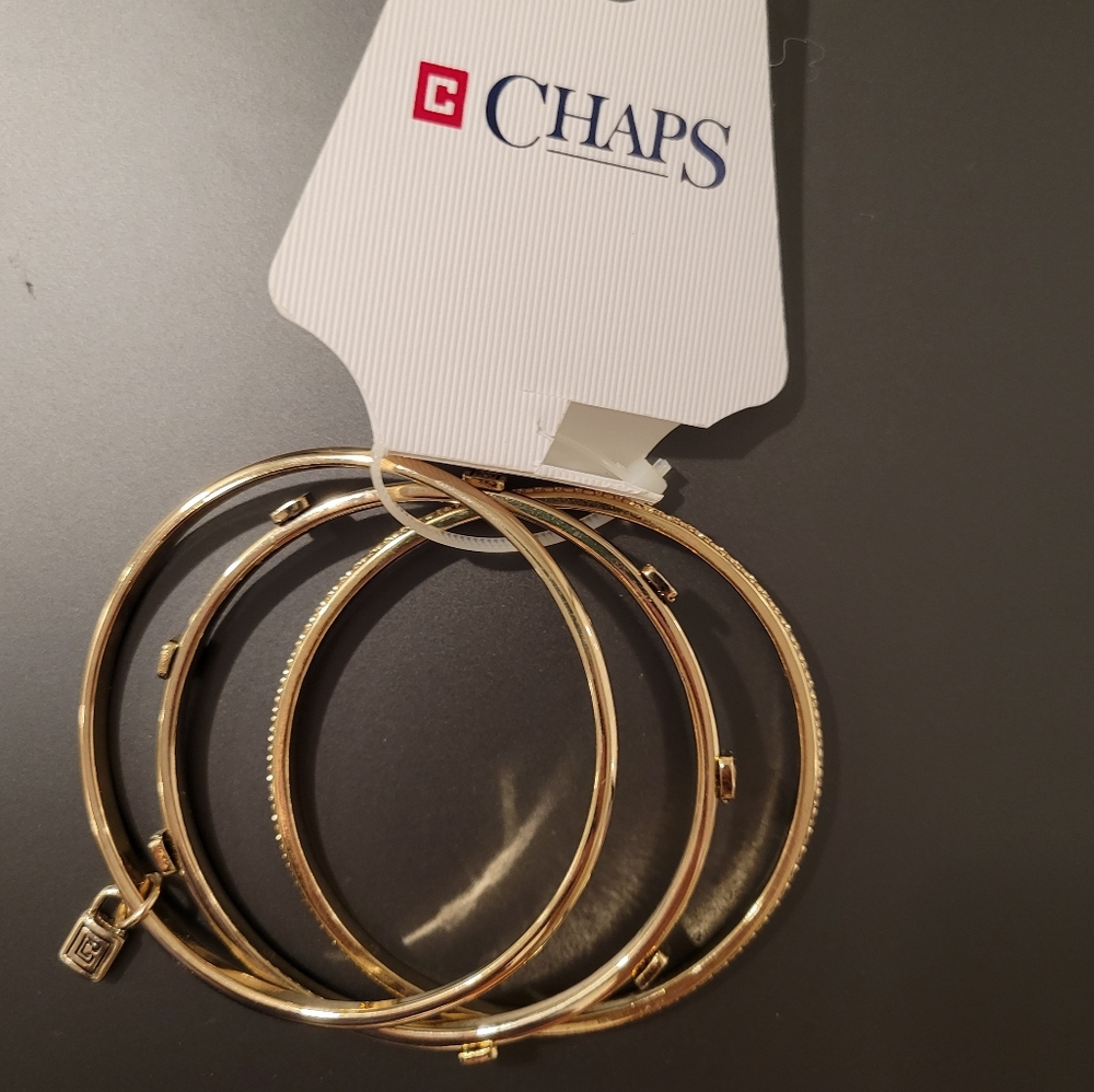 Chaps triple bracelet set, new with tags, gold